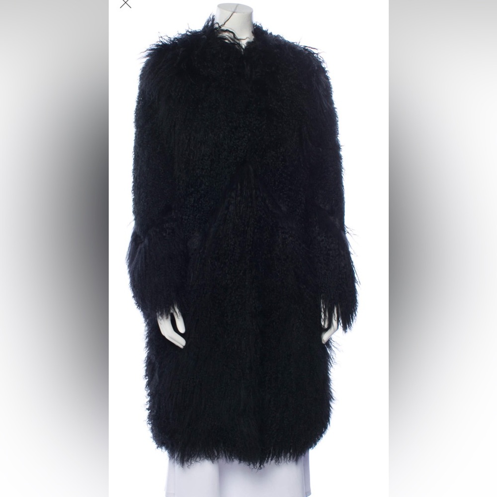 Ralph Lauren Purple Label Made Italy Black Shearling Fur coat S Small 4 6 M Med